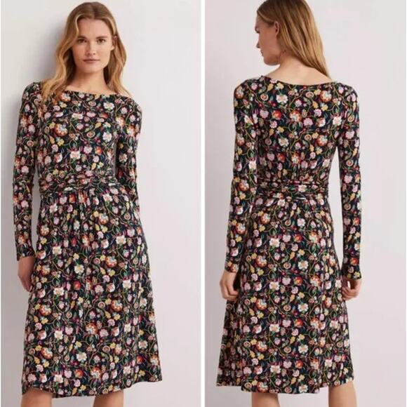 boden frances jersey midi dress Naomi Jersey Midi Dress - French Navy, Shadow Blossom